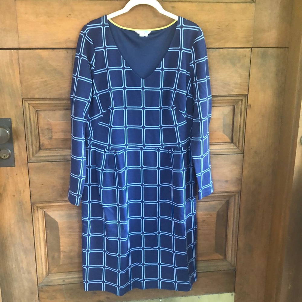Boden Ponte Plaid Long Sleeve Dress, US 14 Tall